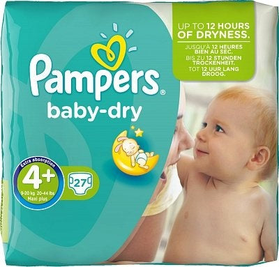 Pampers Baby Dry Maxi+ Midpack 4+ 8-15 Kg - 27 Stuks