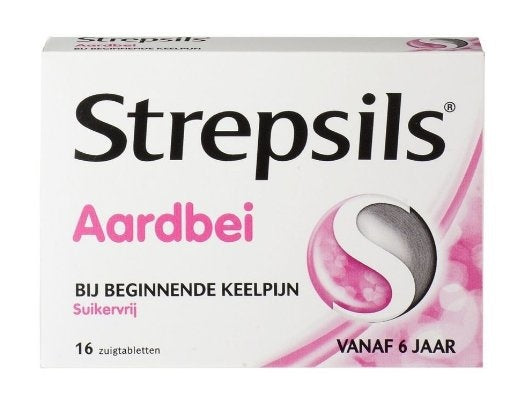 Strepsils Strawberry Sv - 16 Stuks