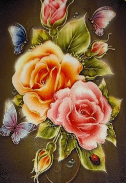 Diamond Painting Rozen Met Vlinders H370 40 Cm X 50 Cm-